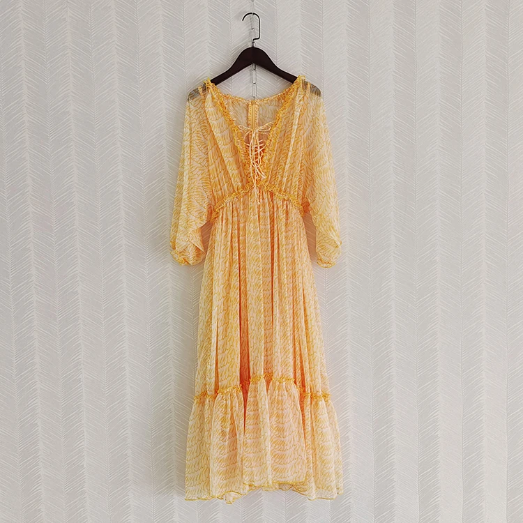 Criss-Ross Ribbon Bow Shirring Women Yellow Dress Spring Summer Half Sleeves Elegant Ruffles Patchwork Lady Long Dresses
Criss-Ross Ribbon Bow Shirring Women Yellow Dress Spring Summer Half Sleeves Elegant Ruffles Patchwork Lady Long Dresses