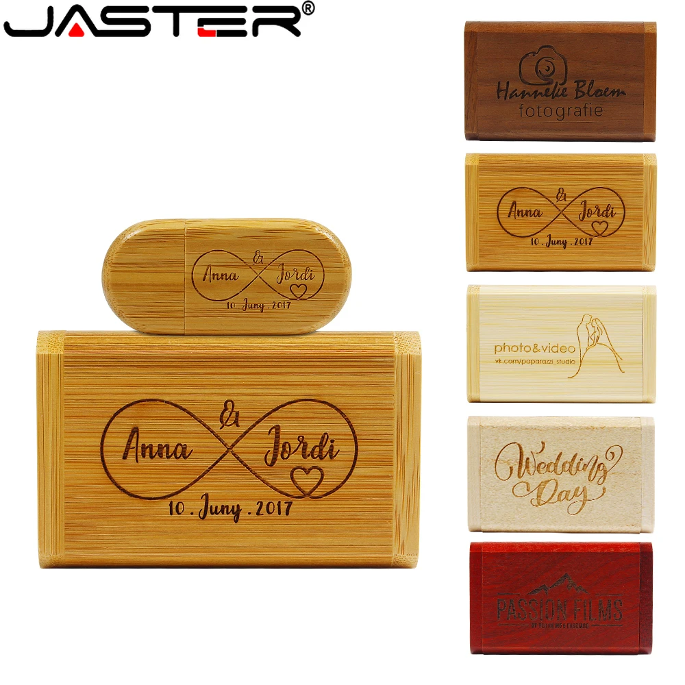 

Флэш-накопитель JASTER высокоскоростной USB 128 ГБ с бесплатным логотипом на заказ, флэш-накопитель из орехового дерева с коробкой, карта памяти, деловой подарок, U-диск