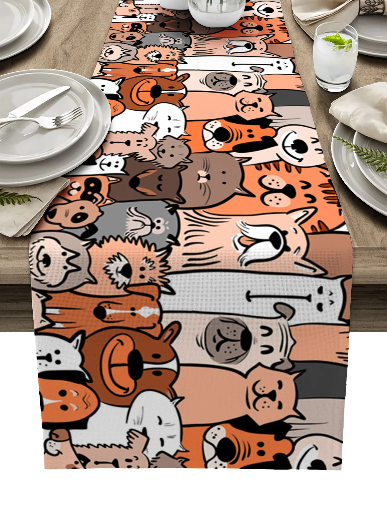 Настольная дорожка с изображением мультяшной собаки кота, свадебное украшение, Женская декоративная хлопковая льняная настольная дорожка
Настольная дорожка с изображением мультяшной собаки кота, свадебное украшение, Женская декоративная хлопковая льняная настольная дорожка
