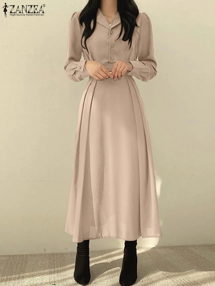 Women V Neck Long Sleeve Shirts Dress ZANZEA Elegant High Waist Sundress Fashion Casual Buttons Solid Long Vestidos Robe Femme
Women V Neck Long Sleeve Shirts Dress ZANZEA Elegant High Waist Sundress Fashion Casual Buttons Solid Long Vestidos Robe Femme