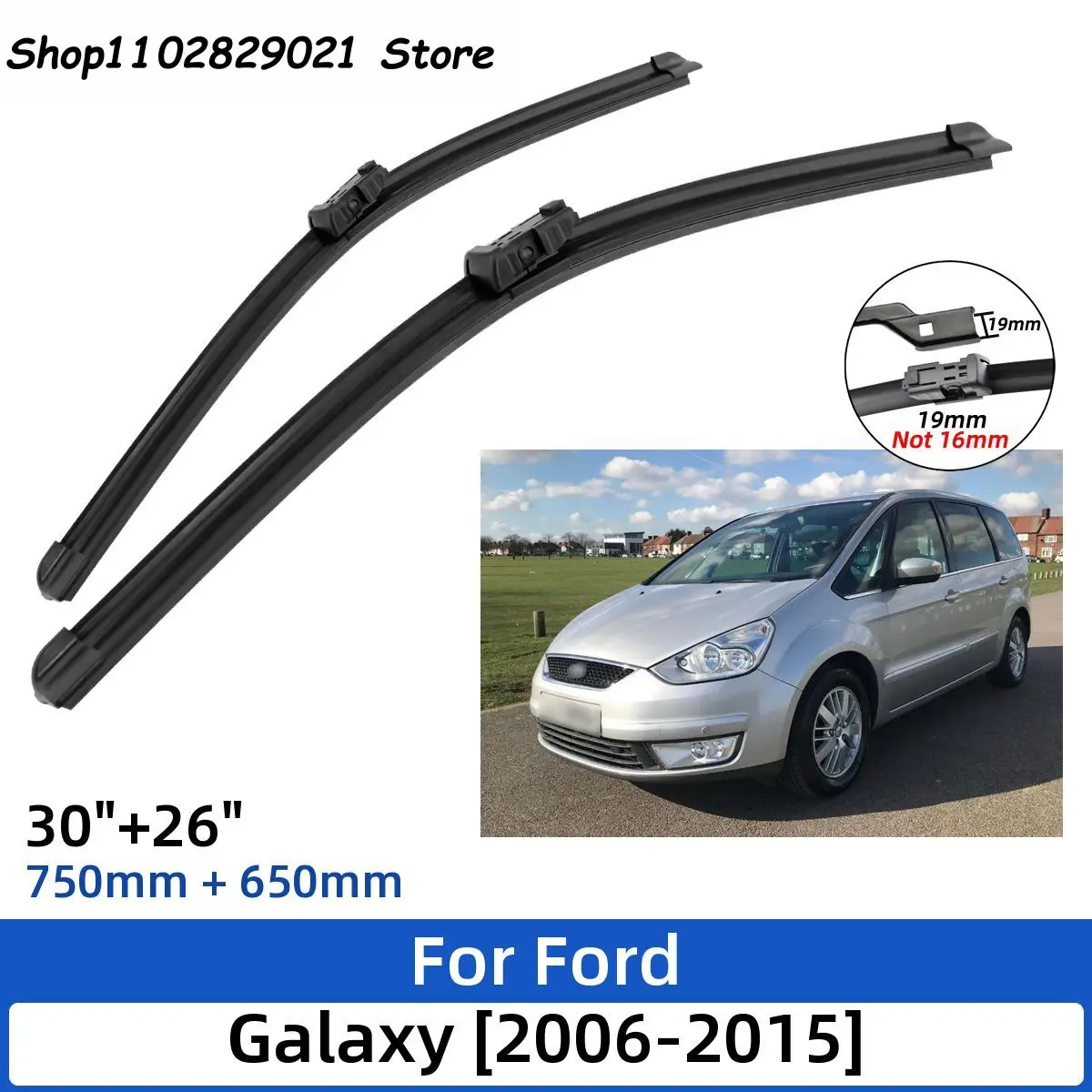 2PCS For Ford Galaxy 2006-2015 30"+26" Front Wiper Blades Windshield Windscreen Window Cutter Accessories 2011 2012 2013 2014 
2PCS For Ford Galaxy 2006-2015 30"+26" Front Wiper Blades Windshield Windscreen Window Cutter Accessories 2011 2012 2013 2014