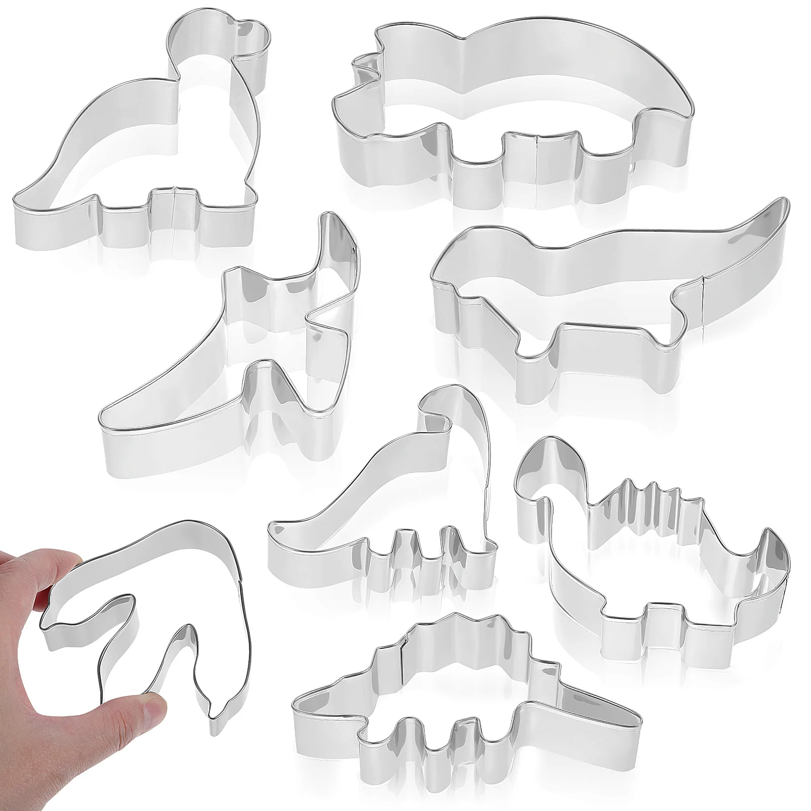 8 Pcs Dinosaur Cookie Cutters Creative Stainless Steel Baking Molds for Dough Cakes Breads
8 Pcs Dinosaur Cookie Cutters Creative Stainless Steel Baking Molds for Dough Cakes Breads