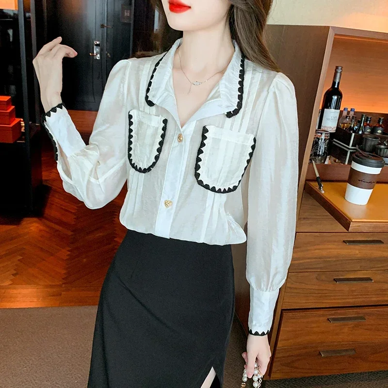 Satin Casual Women's Shirt Silk FASHION Blouses Spring/Summer Full Ladies Clothing Pockets Loose Solid Tops YCMYUNYAN
Satin Casual Women's Shirt Silk FASHION Blouses Spring/Summer Full Ladies Clothing Pockets Loose Solid Tops YCMYUNYAN