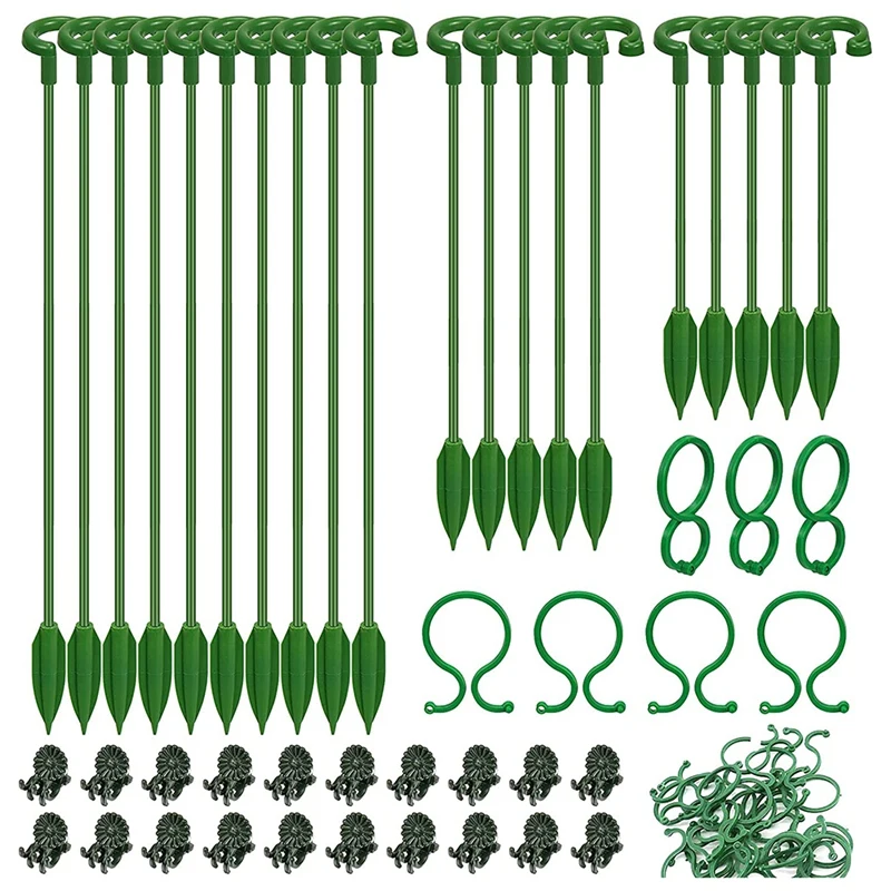 60Pcs Plant Supports Set - 20 Pack Flower Plant Stakes Sticks (3 Sizes), 20 Plant Support Clips And 20 Orchid Clips 
60Pcs Plant Supports Set - 20 Pack Flower Plant Stakes Sticks (3 Sizes), 20 Plant Support Clips And 20 Orchid Clips