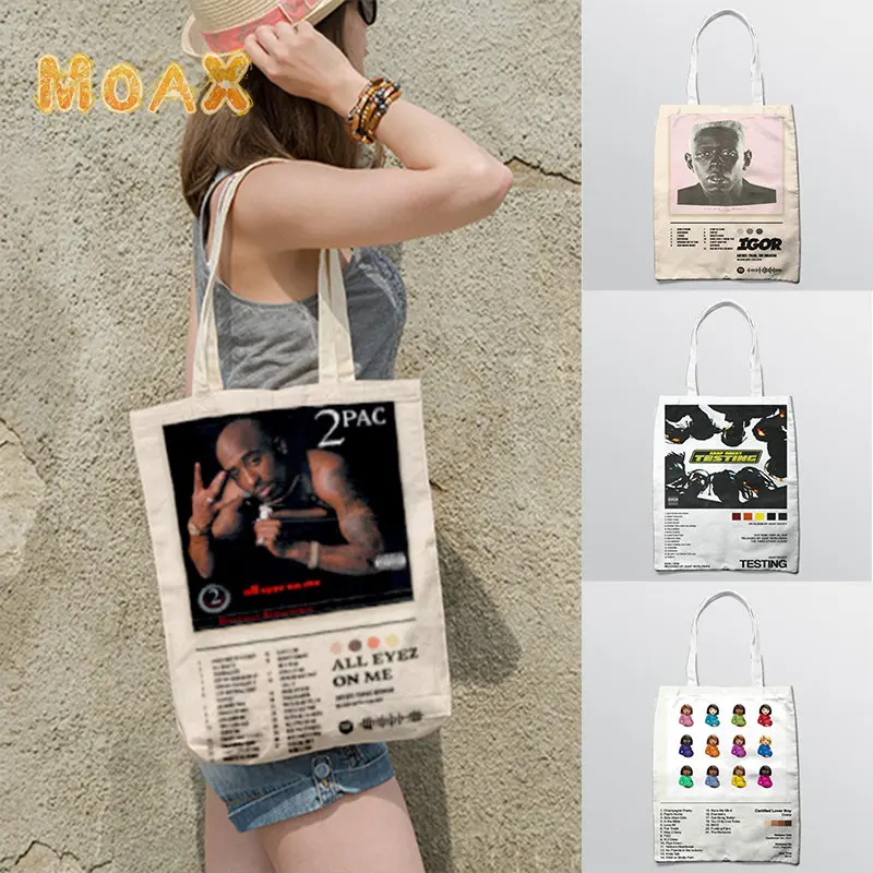 Music Album Rapper Handbag Female Shoulder Bags Hiphop Singer Trendy Canvas Foldable Travel School Beach Bag Storage Casual Tote
Music Album Rapper Handbag Female Shoulder Bags Hiphop Singer Trendy Canvas Foldable Travel School Beach Bag Storage Casual Tote