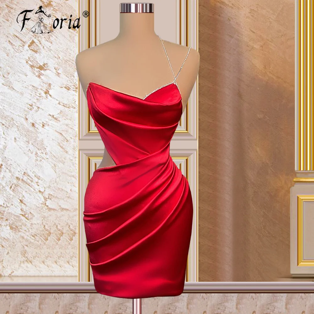 Red Fashion Sexy Short Cocktail Party Dress Spaghetti Strap Sleeveless Crystals Pleats Women Satin Mini Prom Gowns Custom Made
Red Fashion Sexy Short Cocktail Party Dress Spaghetti Strap Sleeveless Crystals Pleats Women Satin Mini Prom Gowns Custom Made