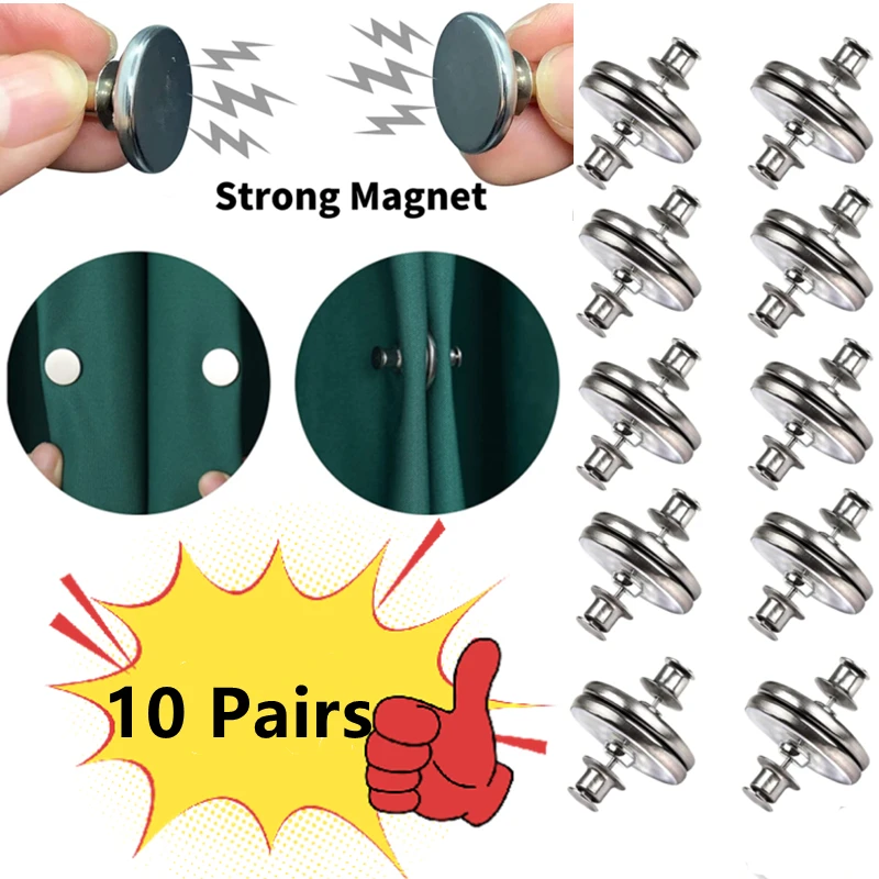 10 Pair Curtain Magnetic Button Window Curtain Close Magnet Buckle Nail Free Detachable Adjustment Curtain Clip Room Accessories
10 Pair Curtain Magnetic Button Window Curtain Close Magnet Buckle Nail Free Detachable Adjustment Curtain Clip Room Accessories