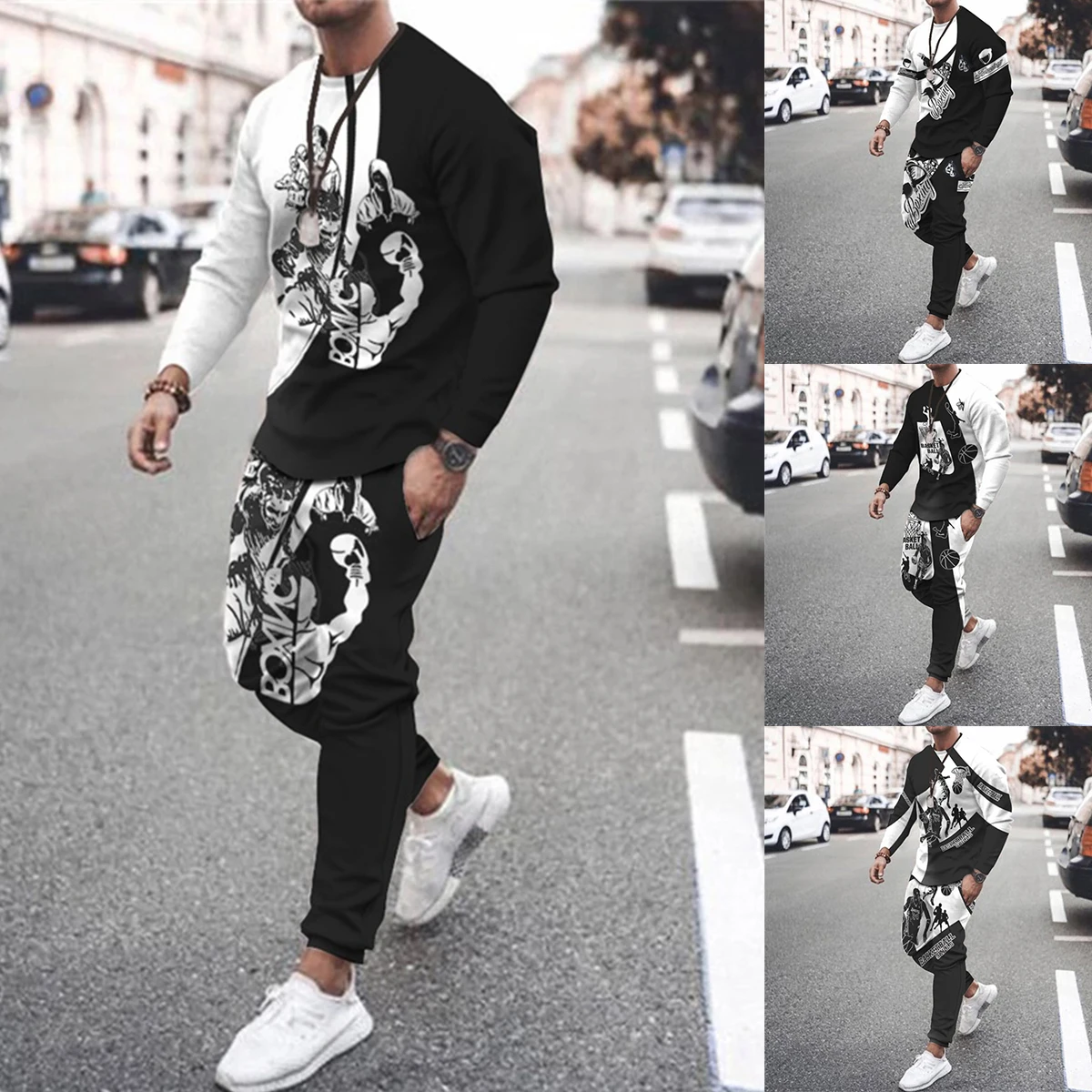 Men's Casual Black And White Printing Sportswear Suit 2022 Fashion Male Running Suit Men Long-sleeved T-shirt+Sports Trousers
Men's Casual Black And White Printing Sportswear Suit 2022 Fashion Male Running Suit Men Long-sleeved T-shirt+Sports Trousers