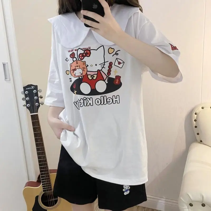 Kawaii T-Shirt Sanrio Hello Kitty Soft Girl Summer Cartoon Harajuku Style Loose Crew Neck Short Sleeve Girl Birthday Plush Gift
Kawaii T-Shirt Sanrio Hello Kitty Soft Girl Summer Cartoon Harajuku Style Loose Crew Neck Short Sleeve Girl Birthday Plush Gift