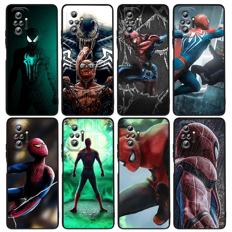 Черный силиконовый чехол для телефона с героями Marvel Человек-паук xiaomi Redmi Note 11 11T 11S