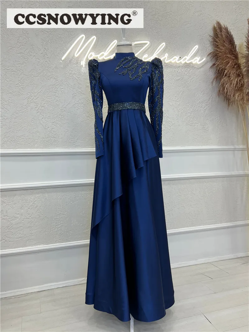Long Sleeve Muslim Evening Dresses High Neck Islamic Hijab Formal Party Gown with Belt Arabic Dubai Kaftan Robe De Soiree
Long Sleeve Muslim Evening Dresses High Neck Islamic Hijab Formal Party Gown with Belt Arabic Dubai Kaftan Robe De Soiree