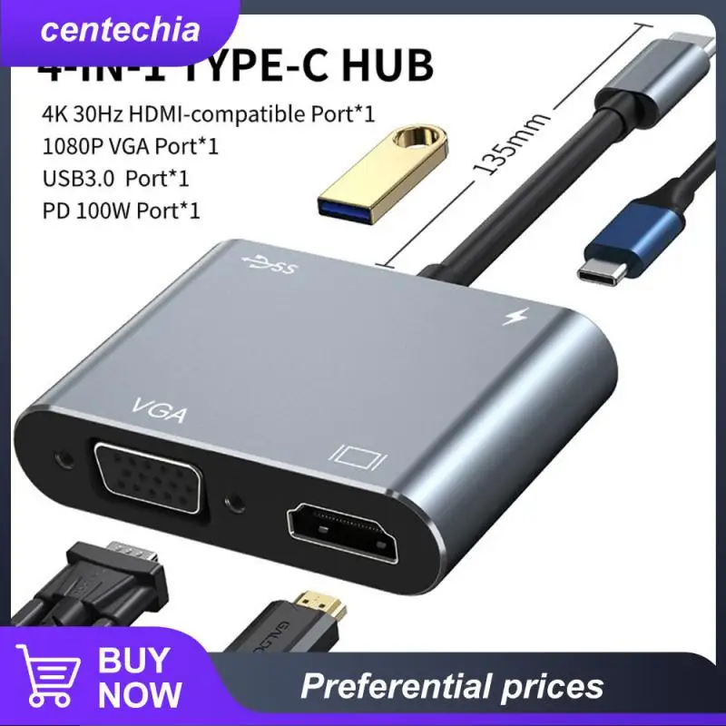 Hot Type-c Hub 4 In 1 Docking Station Usb-c To 4k -compatible Vga Pd Adapter Expansion Dock New Multi-function Usb Splitter
Hot Type-c Hub 4 In 1 Docking Station Usb-c To 4k -compatible Vga Pd Adapter Expansion Dock New Multi-function Usb Splitter