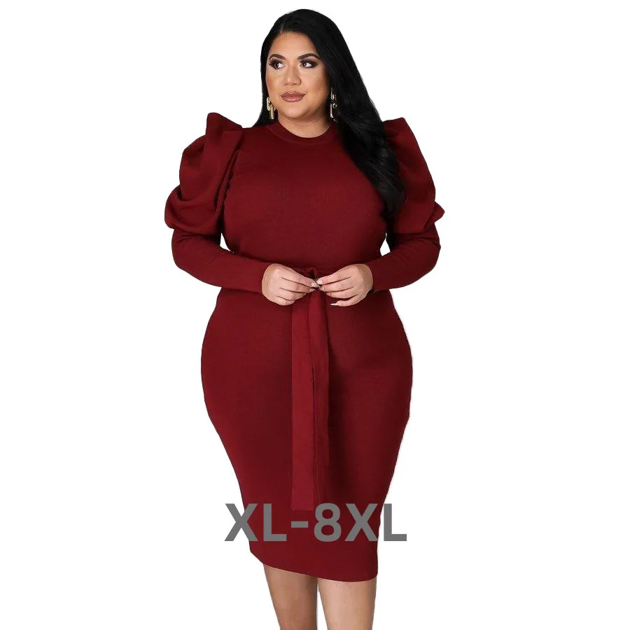 Plus Size Dresses for Women Puff Sleeve Turtleneck Bodycon Elegant Office Lady Dress with Sashes Wholesale Dro 3xl 4xl 5xl 6xl
Plus Size Dresses for Women Puff Sleeve Turtleneck Bodycon Elegant Office Lady Dress with Sashes Wholesale Dro 3xl 4xl 5xl 6xl