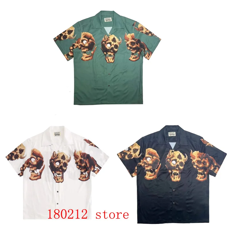 2023 Black White Green WACKO MARIA Short Shirt Best Quality Devil Skulls Print Graphic Tops Men Women Hawaii Beach Shirts
2023 Black White Green WACKO MARIA Short Shirt Best Quality Devil Skulls Print Graphic Tops Men Women Hawaii Beach Shirts