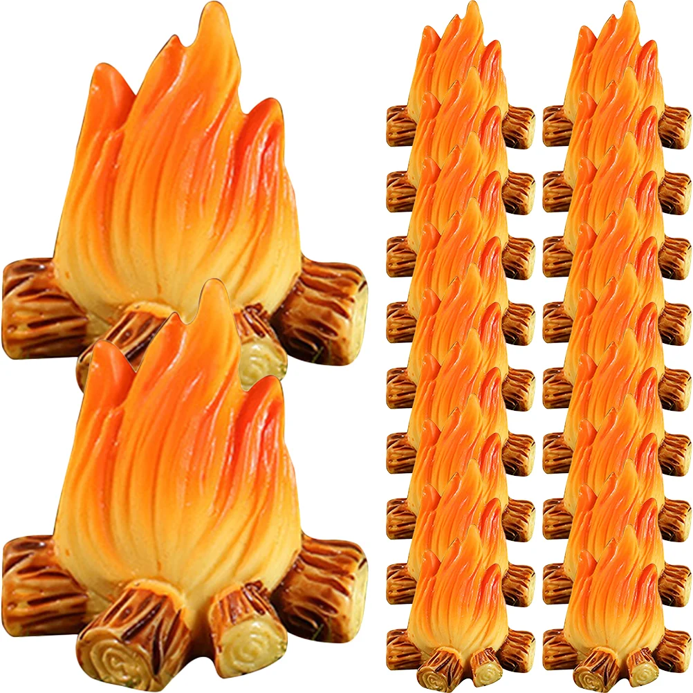 

20 Pcs Fire Ornaments Fake Flames Camp Blaze Toy Room Halloween Bonfire Party Supplies Resin Decorations Micro Campfire