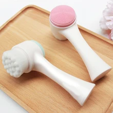 Double-sided Silicone Skin Care Tool Facial Cleanser Brush Face Cleaning Vibration Facial Massage Washing Product Wholesale