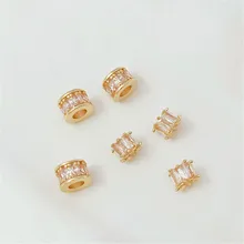 Inlaid Ladder Square Zircon Exquisite Bucket Beads with Separated Beads and Handmade DIY Bracelet Necklaces Road Through