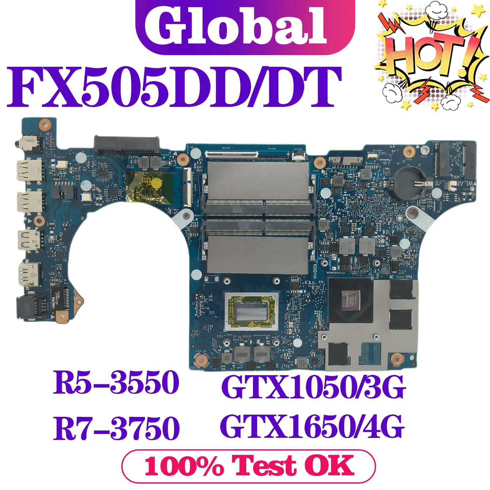 

FX505D Laptop Motherboard FX505DT FX95DT FX95D FX505DD FX705DD FX705DT Mainboard AMD Ryzen R5-3550 R7-3750 GTX1650/GTX1050