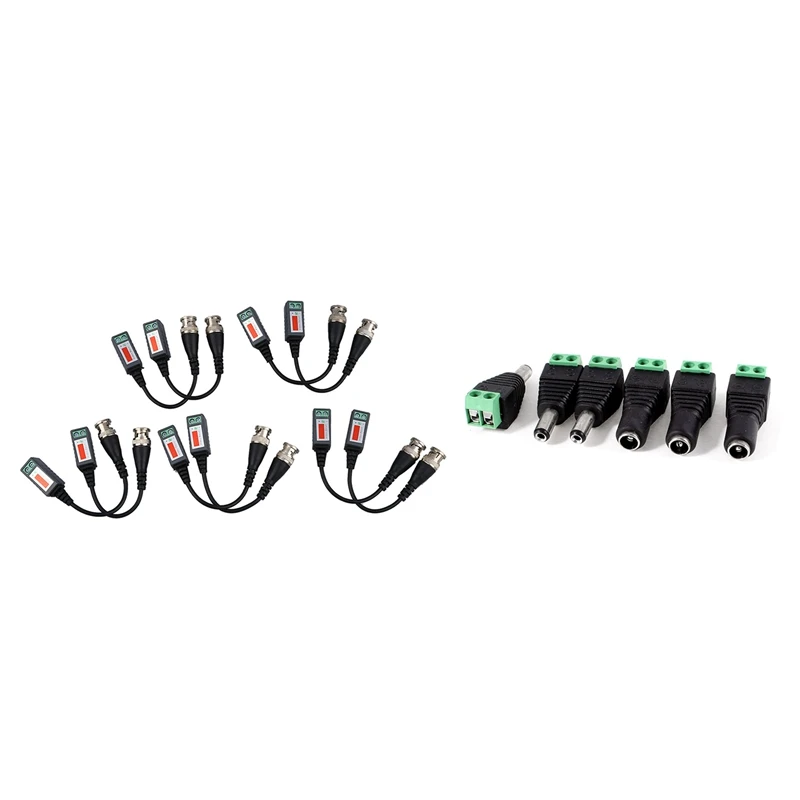 6 Pcs 5.5X2.1Mm Female + Male CCTV DC Power Connector Adapter Repar Part & 10 Pcs Camera CCTV BNC CAT5 Video Balun Passive Trans
6 Pcs 5.5X2.1Mm Female + Male CCTV DC Power Connector Adapter Repar Part & 10 Pcs Camera CCTV BNC CAT5 Video Balun Passive Trans