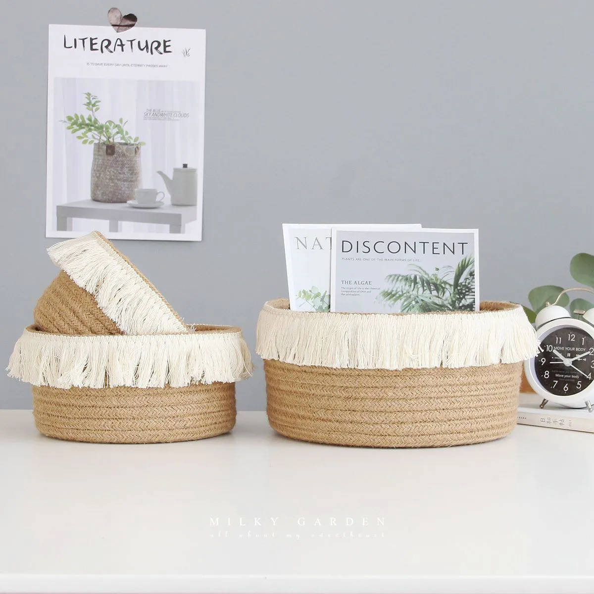 Mori Series Jute Woven Storage Basket Cotton Tassel Storage Basket Snacks Cosmetics Sundries Finishing Basket Home Finishing Box
Mori Series Jute Woven Storage Basket Cotton Tassel Storage Basket Snacks Cosmetics Sundries Finishing Basket Home Finishing Box