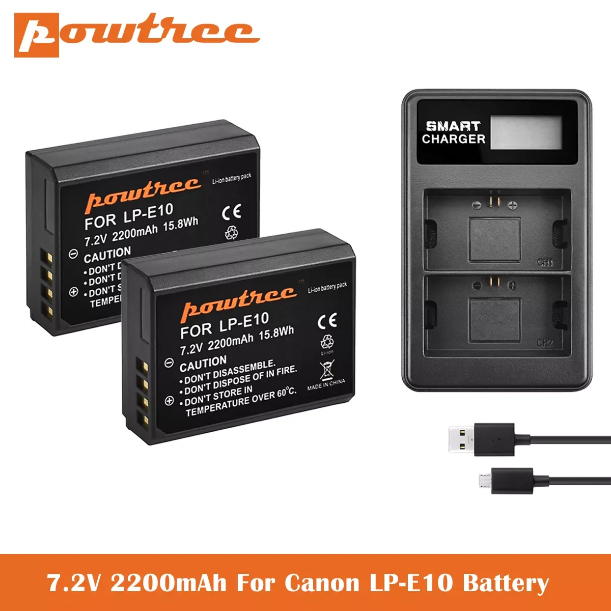 Battery+Dual Charger for Canon LP-E10 and Canon EOS Rebel T3, T5, T6, Kiss X50, Kiss X70, EOS 1100D, EOS 1200D, EOS 1300D
Battery+Dual Charger for Canon LP-E10 and Canon EOS Rebel T3, T5, T6, Kiss X50, Kiss X70, EOS 1100D, EOS 1200D, EOS 1300D