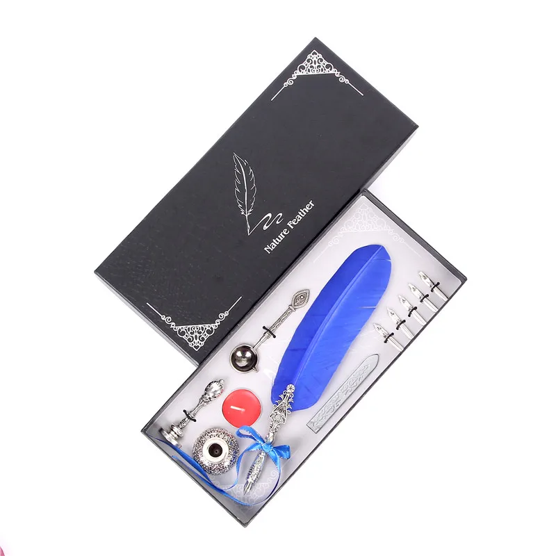 European style retro feather pen pen English calligraphy dip pen fountain pen creative stationery factory straight pen ink set
European style retro feather pen pen English calligraphy dip pen fountain pen creative stationery factory straight pen ink set