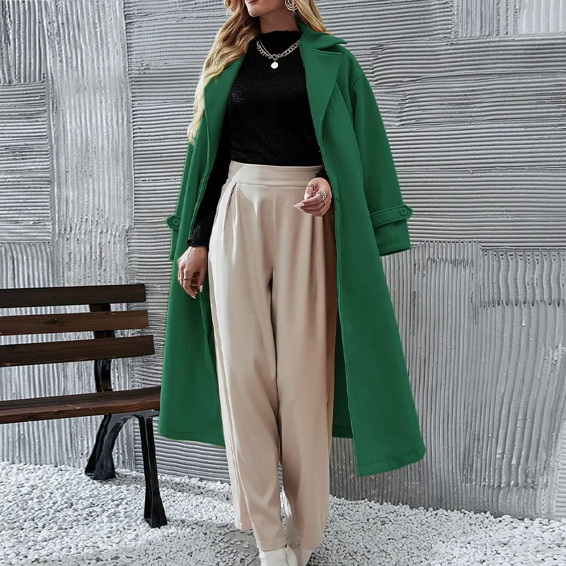 Long Sleeve Elegant Casual Wool Women Autumn Winter Solid Color Sweet V Neck Korean Loose Vintage Fashion Long Coat Blends 2022
Long Sleeve Elegant Casual Wool Women Autumn Winter Solid Color Sweet V Neck Korean Loose Vintage Fashion Long Coat Blends 2022