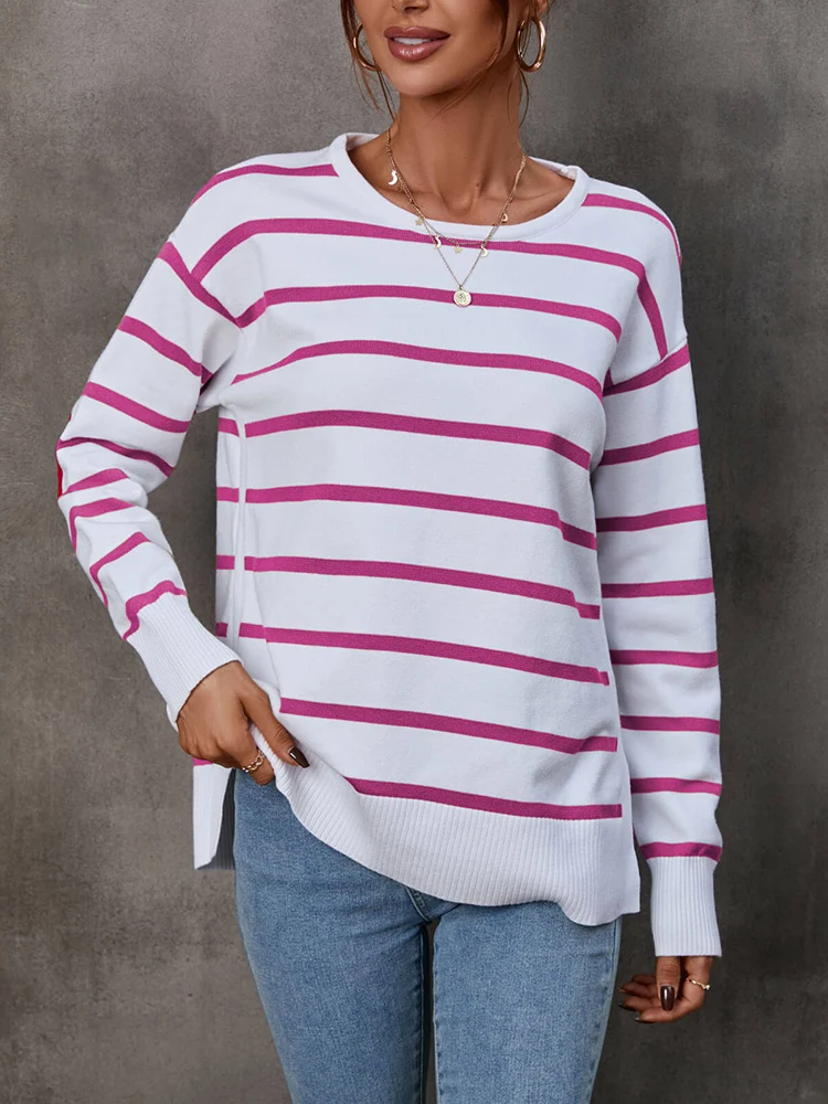 Knitted Sweaters Women Tops O Neck Full Sleeve Pullover Jumpers Spring Autumn New Striped Print Sweet Casual Sweater Femme Pulls
Knitted Sweaters Women Tops O Neck Full Sleeve Pullover Jumpers Spring Autumn New Striped Print Sweet Casual Sweater Femme Pulls