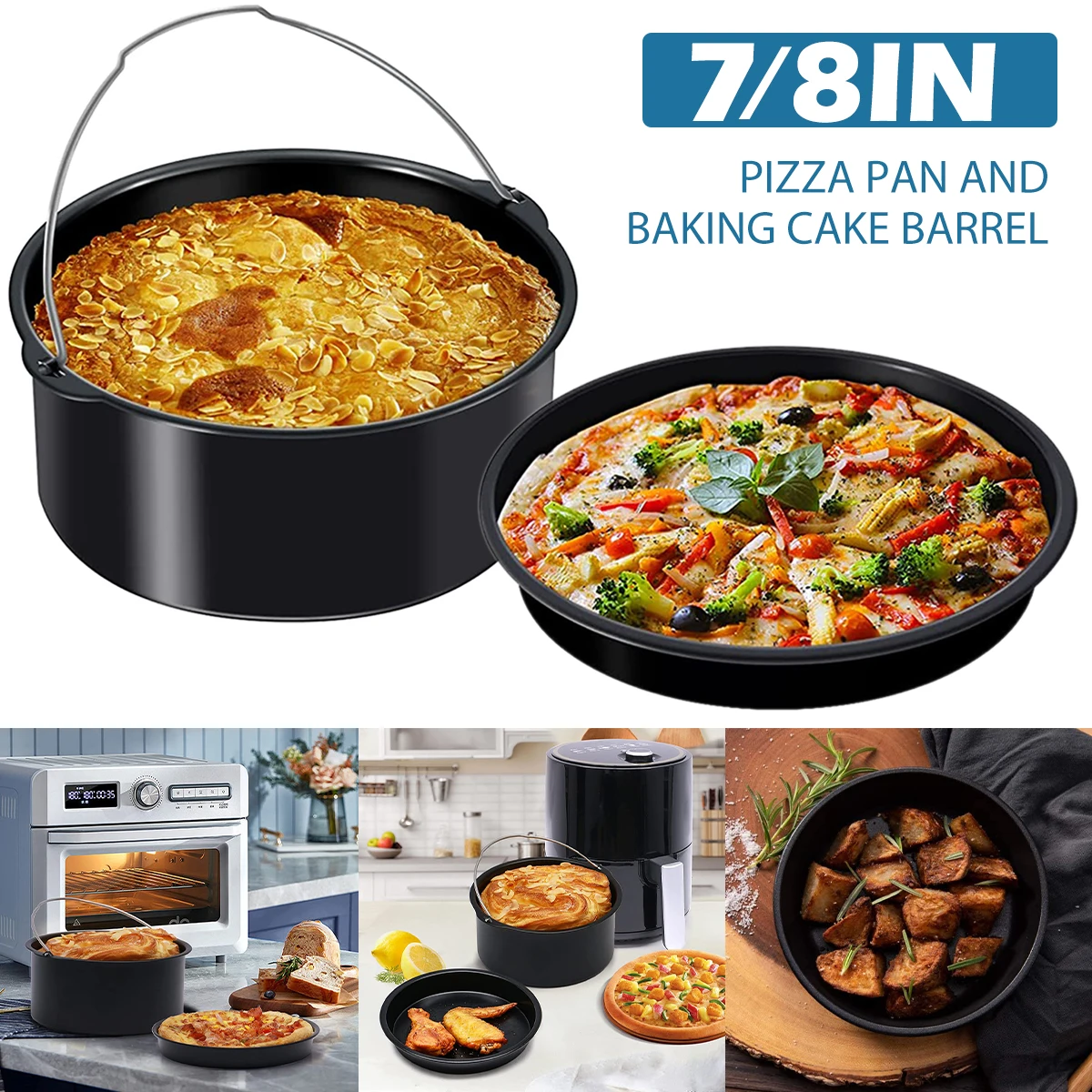 With Fryer Set Round Durable Air Pizza Cake Pan Fryer Air Barrel Baking Non-stick Baking And 2pcs Cake Coating Accessory Pan
With Fryer Set Round Durable Air Pizza Cake Pan Fryer Air Barrel Baking Non-stick Baking And 2pcs Cake Coating Accessory Pan