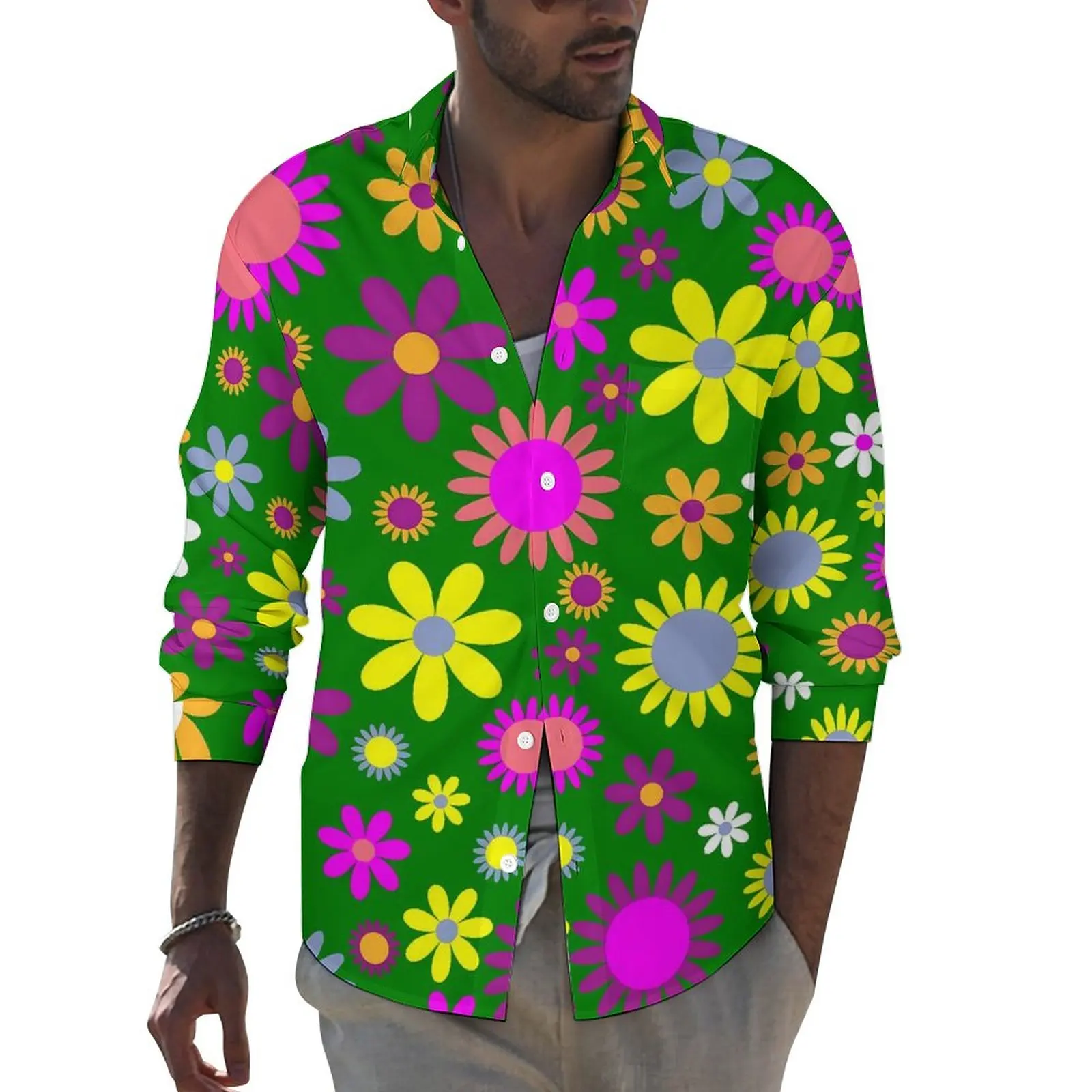 Flower Power Shirt Autumn Bright Floral Casual Shirts Men Vintage Blouses Long Sleeve Design Streetwear Clothing Plus Size
Flower Power Shirt Autumn Bright Floral Casual Shirts Men Vintage Blouses Long Sleeve Design Streetwear Clothing Plus Size