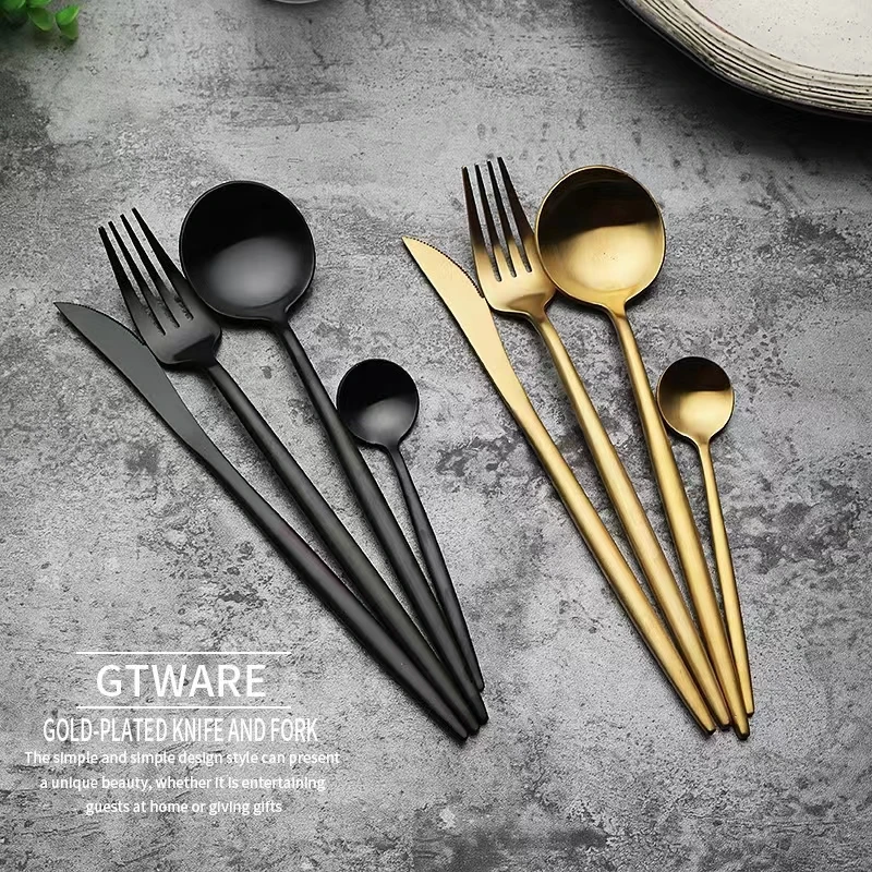 4pcs Black Western Dinnerware Set Knife Fork Spoon Flatware Set Stainless Steel Cutlery Set Silverware Set Utensils For Kitchen
4pcs Black Western Dinnerware Set Knife Fork Spoon Flatware Set Stainless Steel Cutlery Set Silverware Set Utensils For Kitchen