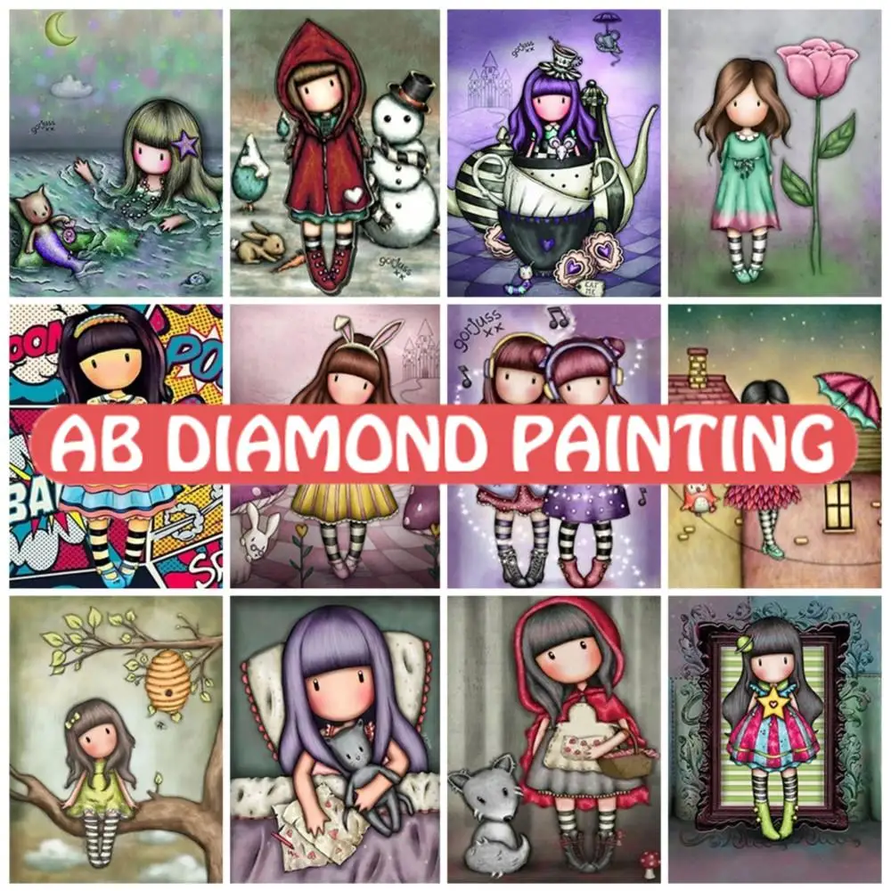 

Алмазная живопись AB DIY 5D, мультяшная девушка, принцесса, фотография, домашний декор, полная вышивка, мозаика, искусство, Набор для вышивки крестиком