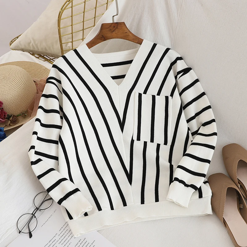Женский трикотажный свитер в полоску, Свободный пуловер с длинным рукавом, в Корейском стиле, осень 2022
Женский трикотажный свитер в полоску, Свободный пуловер с длинным рукавом, в Корейском стиле, осень 2022