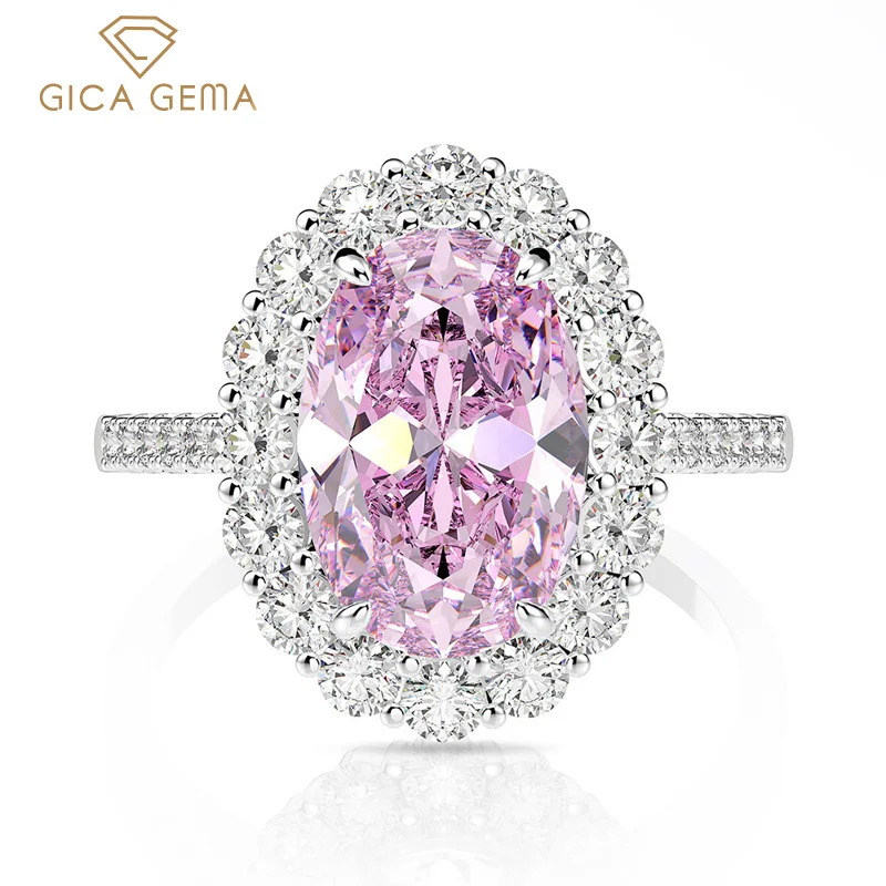 GICA GEMA 925 Sterling Silver High-end Sparkling Zircon Wedding Ring Luxury Oval Pink Yellow White CZ Jewelry Enagement Ring
GICA GEMA 925 Sterling Silver High-end Sparkling Zircon Wedding Ring Luxury Oval Pink Yellow White CZ Jewelry Enagement Ring