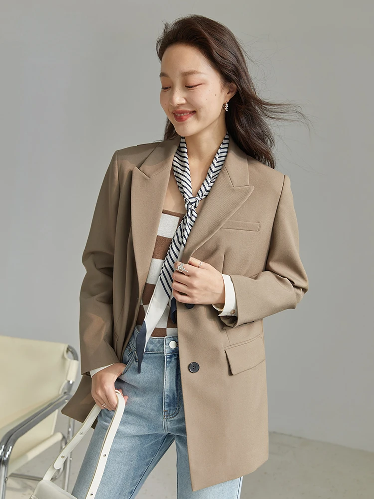 Suit Collar Full Regular Sleeve Blazers Loose Waist Rear Fork Design Coat Office Lady Solid Single Breasted Blazer
Suit Collar Full Regular Sleeve Blazers Loose Waist Rear Fork Design Coat Office Lady Solid Single Breasted Blazer