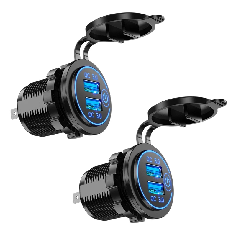 NEW-4X Quick Charge 3.0 Dual USB Car Charger 12V 36W USB Fast Charger With Switch For Boat Motorcycle Truck Golf Cart Blue
NEW-4X Quick Charge 3.0 Dual USB Car Charger 12V 36W USB Fast Charger With Switch For Boat Motorcycle Truck Golf Cart Blue
