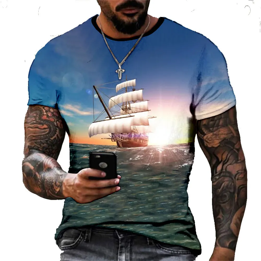 3D printing pirate ship men's T-shirt round neck short sleeve T-shirt men's oversized T-shirt
3D printing pirate ship men's T-shirt round neck short sleeve T-shirt men's oversized T-shirt