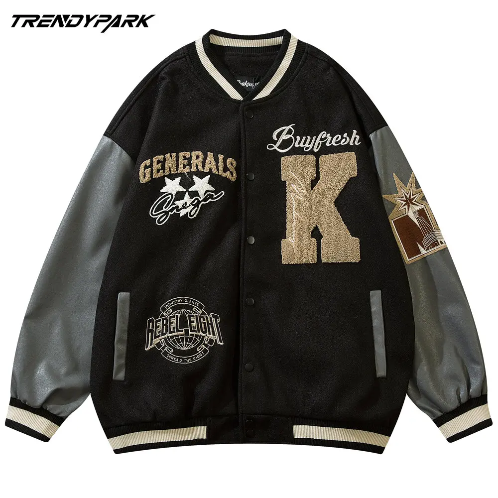 Baseball Jacket American Vintage Man Jacket Bomber Jacket Autumn Applique Patches Leather Sleeve Streetwear Outerwear & Coats
Baseball Jacket American Vintage Man Jacket Bomber Jacket Autumn Applique Patches Leather Sleeve Streetwear Outerwear & Coats