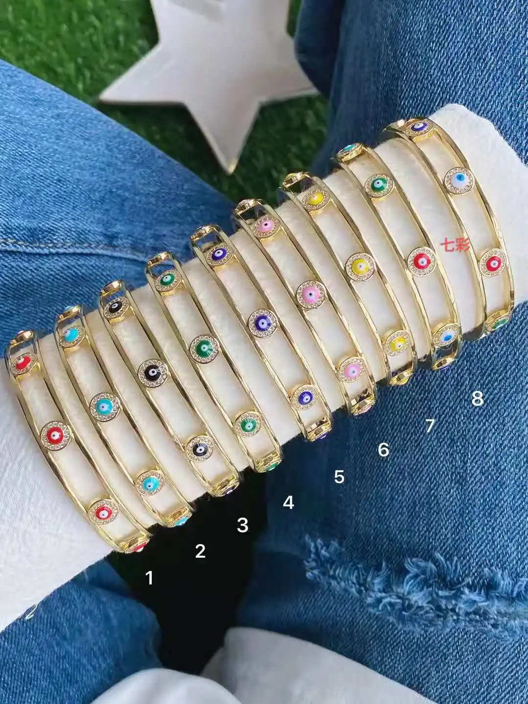 Fashion Trendy Zircon bangle bracelet cuff jewelry Multi color Angel's eye Enamel Bangle Bracelet For Women 
Fashion Trendy Zircon bangle bracelet cuff jewelry Multi color Angel's eye Enamel Bangle Bracelet For Women