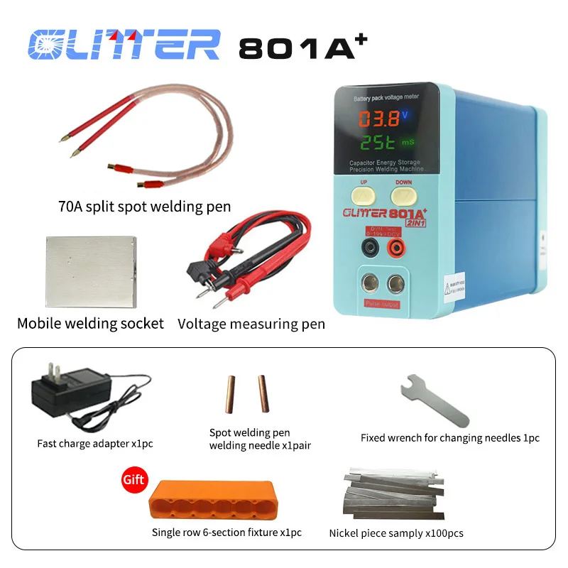 GLITTER 801A + аккумулятор для точечной сварки, конденсатор для хранения энергии, прецизионный импульсный аппарат для точечной сварки 18650, инструмент для ремонта сварки с литиевой батареей
GLITTER 801A + аккумулятор для точечной сварки, конденсатор для хранения энергии, прецизионный импульсный аппарат для точечной сварки 18650, инструмент для ремонта сварки с литиевой батареей