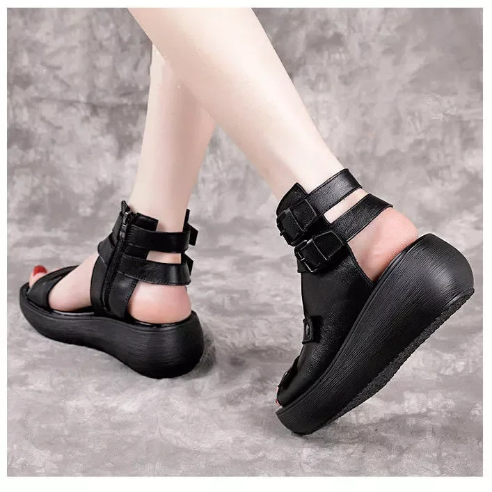 Summer Sandals Mid Heels Wedges Shoes Ladies Vintage Leather Plus Size Sandalias Mujer Sapato Feminino 2021 Fashion Shoes
Summer Sandals Mid Heels Wedges Shoes Ladies Vintage Leather Plus Size Sandalias Mujer Sapato Feminino 2021 Fashion Shoes