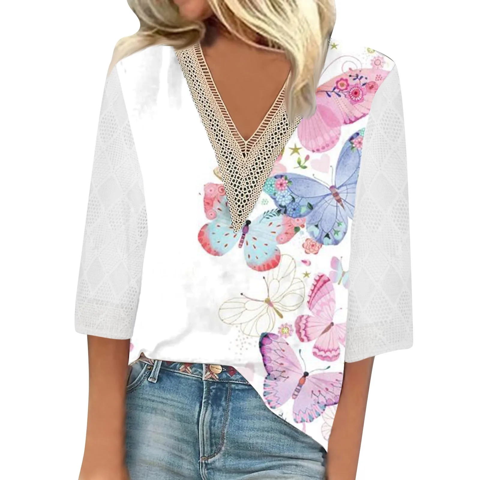 Women V Neck Sleeve Shirts Print Lace Casual Blouse Loose Work Tunic Tops Fashion Woman Blouse 2023 T Shirt For Women New
Women V Neck Sleeve Shirts Print Lace Casual Blouse Loose Work Tunic Tops Fashion Woman Blouse 2023 T Shirt For Women New
