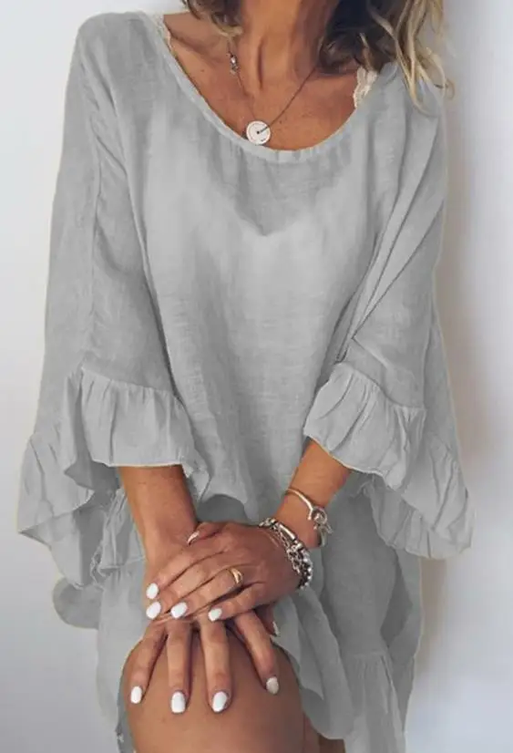 Vacation Casual Ruffle Hem A Line Dress for Women Summer European & American Clothing Women's Bell Sleeve Fashion Mini Dresses
Vacation Casual Ruffle Hem A Line Dress for Women Summer European & American Clothing Women's Bell Sleeve Fashion Mini Dresses