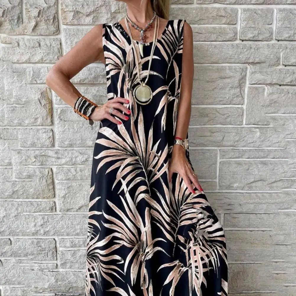 Женское платье с круглым вырезом, Длинное свободное платье без рукавов с разноцветным геометрическим принтом, уличная одежда, лето
Женское платье с круглым вырезом, Длинное свободное платье без рукавов с разноцветным геометрическим принтом, уличная одежда, лето