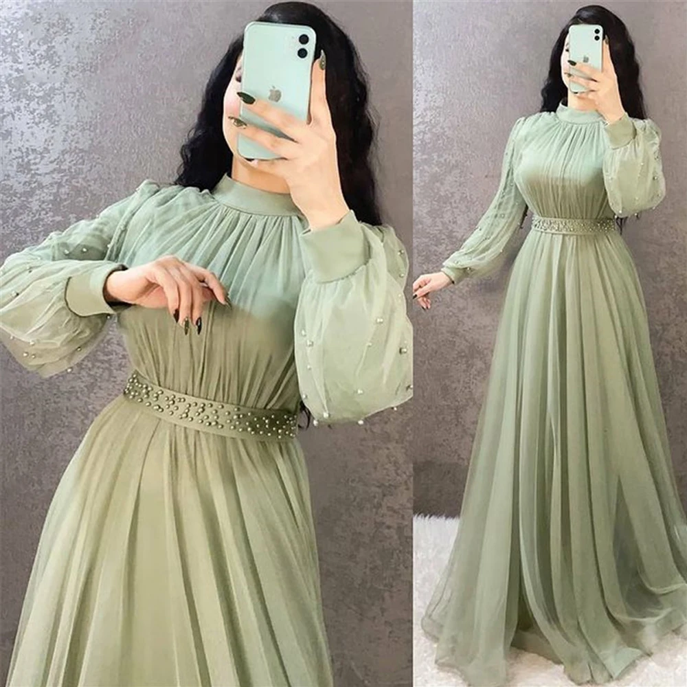 GUXQD Modest Teal Green A Line Tulle Prom Dresses Puff Long Sleeves High Neck Draped Beads Sash Arabic Mother Evening Gowns
GUXQD Modest Teal Green A Line Tulle Prom Dresses Puff Long Sleeves High Neck Draped Beads Sash Arabic Mother Evening Gowns