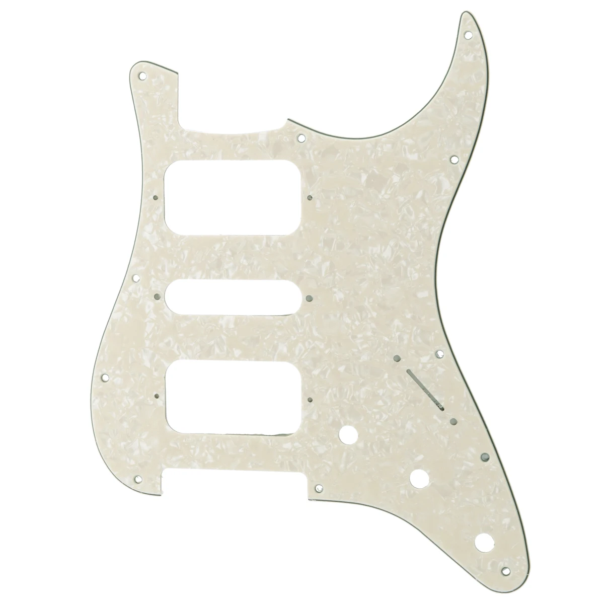 

Musiclily Pro 11 Holes Round Corner HSH Strat Pickguard for American/ Mexican Fender Standard Strat, 4Ply Aged White Pearl