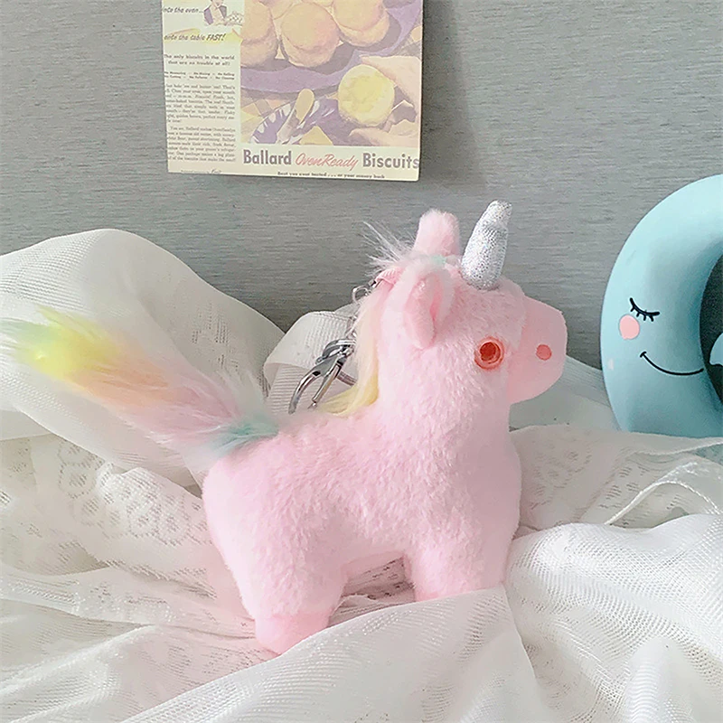 

1pcs Cartoon Mini Pendant Keychains Unicorn Plush Soft Stuffed Popular Animal Horse Toy Pendant For Children Girls