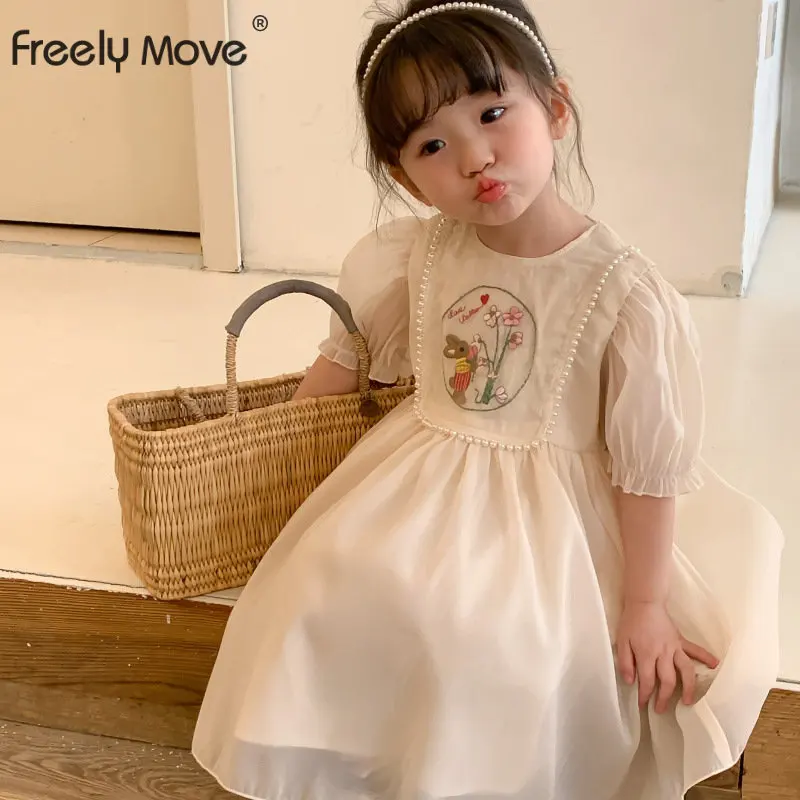Summer Toddler Baby Girl Pearls Floral Embroidery Dress Kids Short Sleeve Dresses Children Princess Dress Clothing
Summer Toddler Baby Girl Pearls Floral Embroidery Dress Kids Short Sleeve Dresses Children Princess Dress Clothing