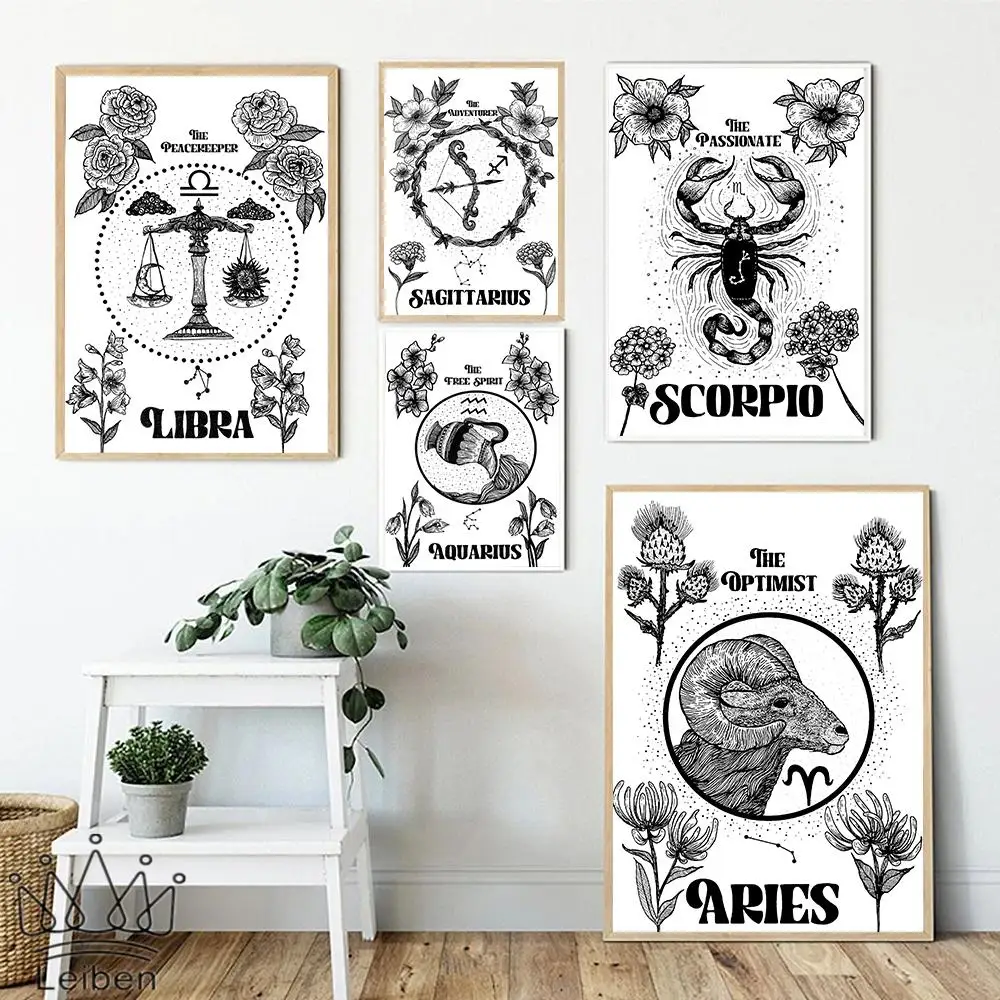 Zodiac Astrology Canvas Painting Boho Horoscope Black and White Poster Abstract Cancer Scorpio Pisces Wall Art Picture for Decor
Zodiac Astrology Canvas Painting Boho Horoscope Black and White Poster Abstract Cancer Scorpio Pisces Wall Art Picture for Decor