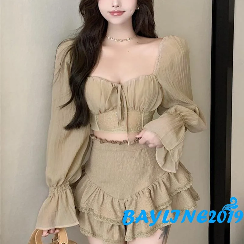 BAY-Women Long Sleeve Crop Tops, Solid Color Patchwork Tie Up See-Through Blouse, Casual Sweet Style Tops
BAY-Women Long Sleeve Crop Tops, Solid Color Patchwork Tie Up See-Through Blouse, Casual Sweet Style Tops